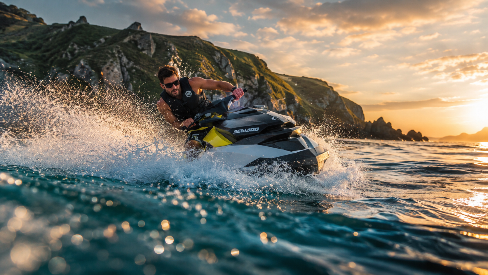 Moto de agua en el mar